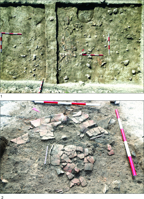 Fig. 2.1. Complexul 339; 2. Vas in situ din complexul 339.